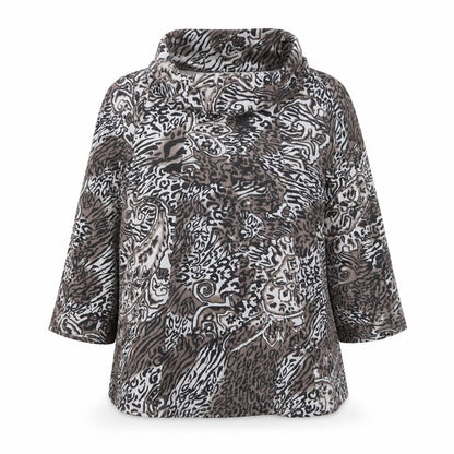 TIGI Womens Brown Animal Print Stretch Jersey Jacket Size 18