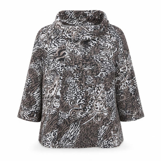 TIGI Womens Brown Animal Print Stretch Jersey Jacket Size 18