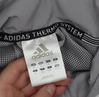Adidas Men's Grey XL Windbreaker Jacket Hooded Water Resistant