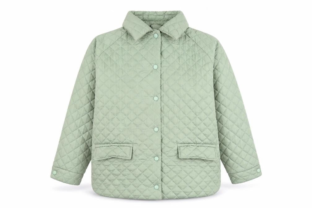Tales Womens Green Quilted Mid-Length Jacket Size M