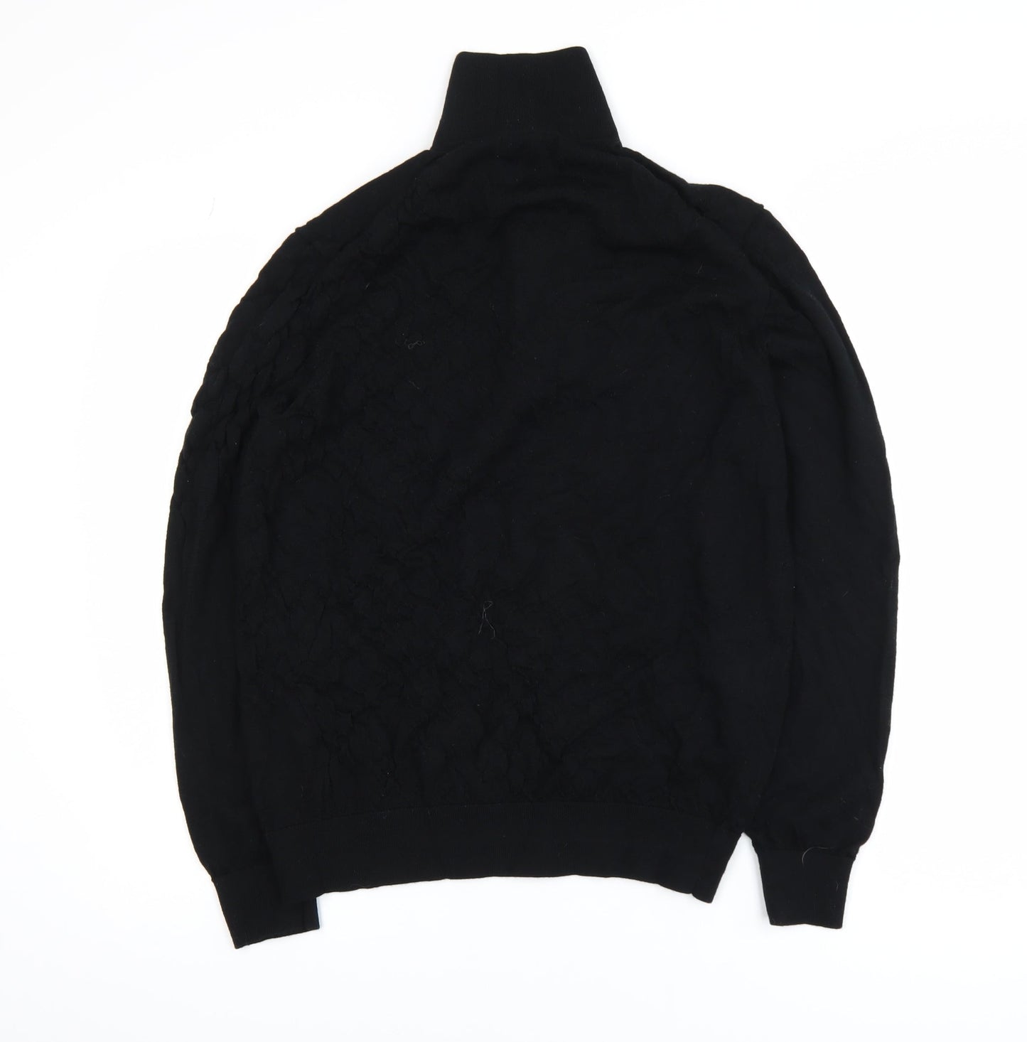 Marks and Spencer Autograph Men's Black Merino Wool Long Sleeve Polo L