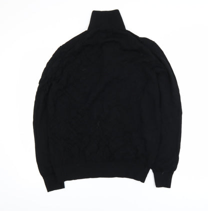 Marks and Spencer Autograph Men's Black Merino Wool Long Sleeve Polo L