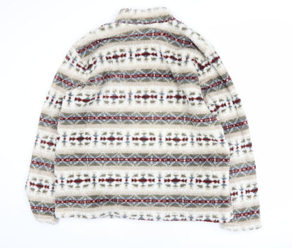 Cotton Traders Men's Multicoloured Fair Isle Fleece Henley Sweatshirt Size L