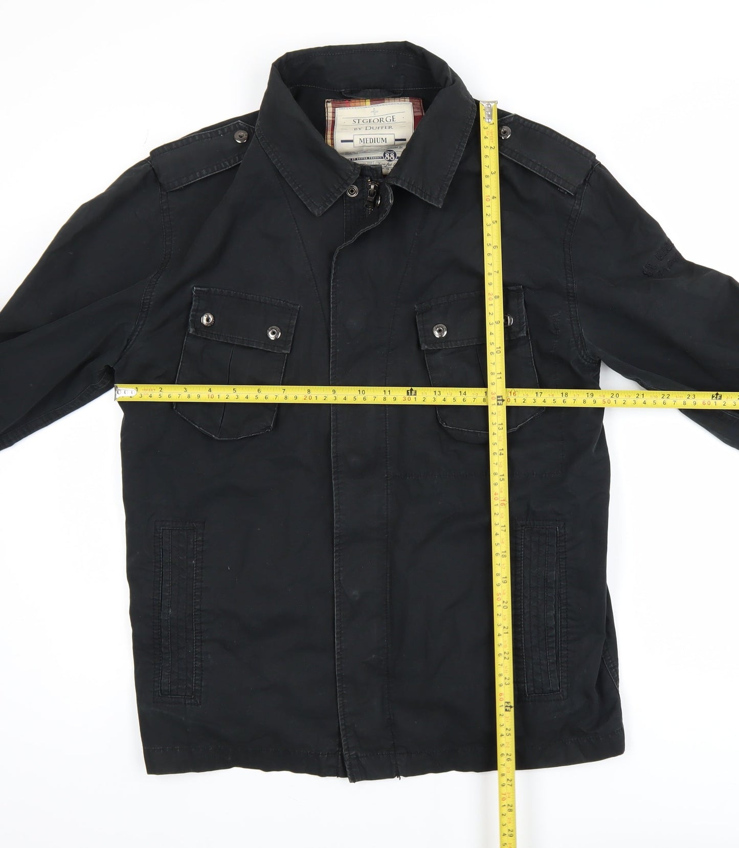 St George by Duffer Black Men's Medium Military Jacket
