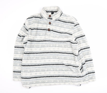 Cotton Traders Men’s Grey Fleece Henley Sweatshirt XL Winter Warm