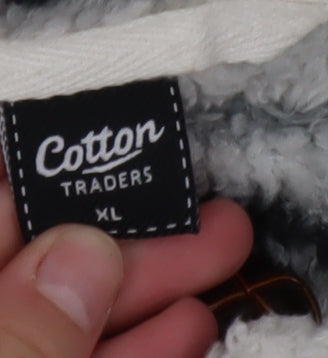 Cotton Traders Men’s Grey Fleece Henley Sweatshirt XL Winter Warm