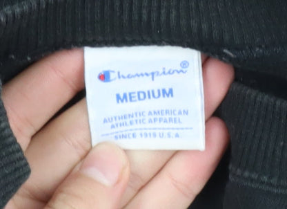 Champion Men's Black Medium Pullover Sweatshirt with Logo