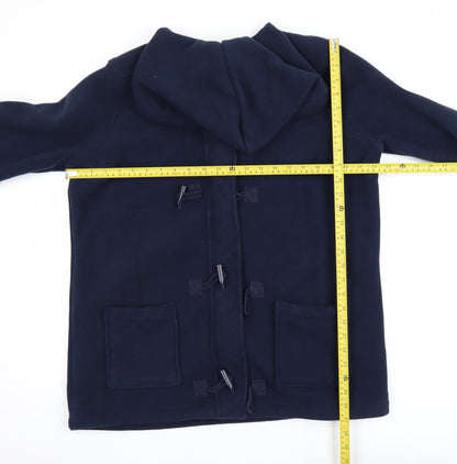 EWM Womens Blue Hooded Mid-Length Duffle Coat Size M Fleece