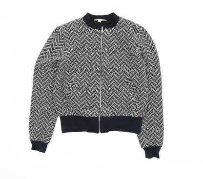 Miss Selfridge Women’s Black Herringbone Bomber Jacket Size 6