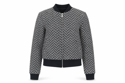 Miss Selfridge Women’s Black Herringbone Bomber Jacket Size 6