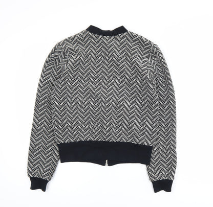 Miss Selfridge Women’s Black Herringbone Bomber Jacket Size 6