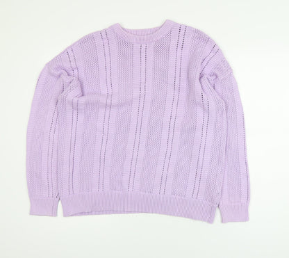 Marks and Spencer Women's Purple Open-Knit Cotton Jumper L
