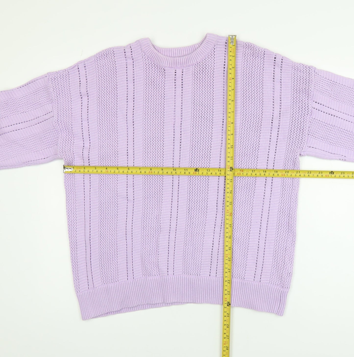 Marks and Spencer Women's Purple Open-Knit Cotton Jumper L