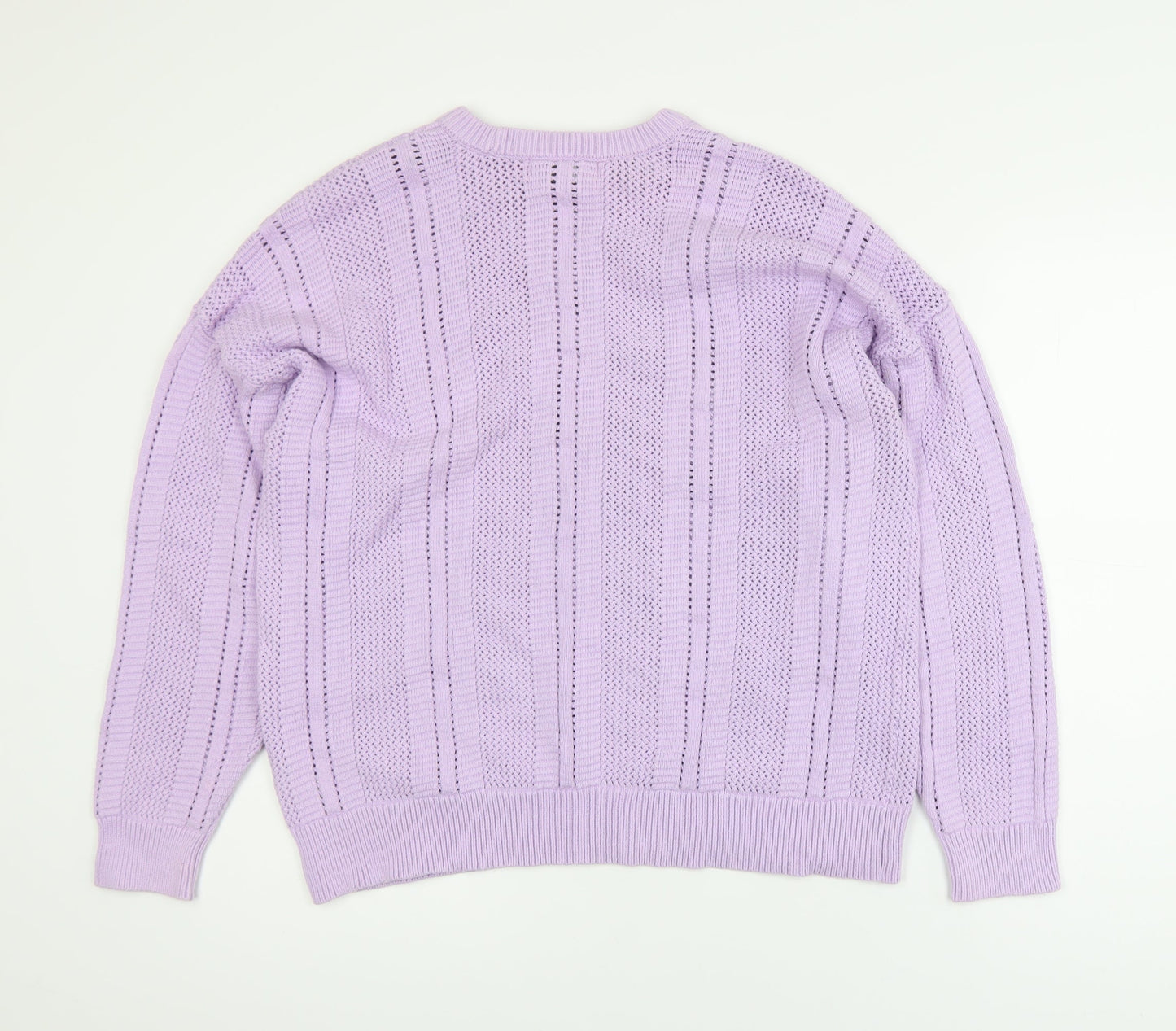 Marks and Spencer Women's Purple Open-Knit Cotton Jumper L