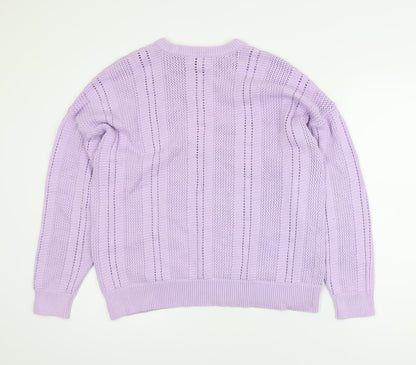 Marks and Spencer Women's Purple Open-Knit Cotton Jumper L