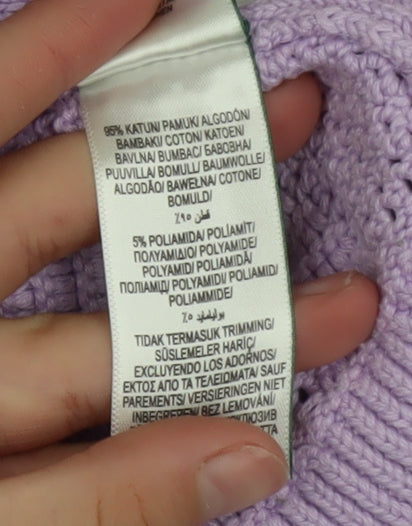 Marks and Spencer Women's Purple Open-Knit Cotton Jumper L