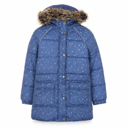 FatFace Teens Blue Star Print Hooded Long Puffer Coat 9/10