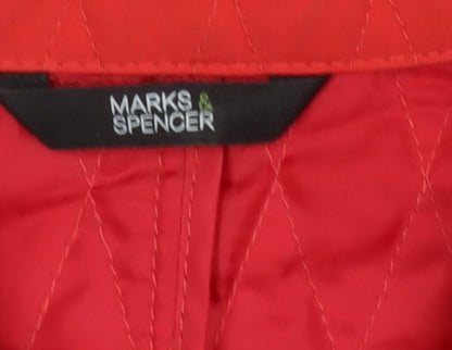 Marks & Spencer Womens Red Quilted Mid-Length Jacket Size 16