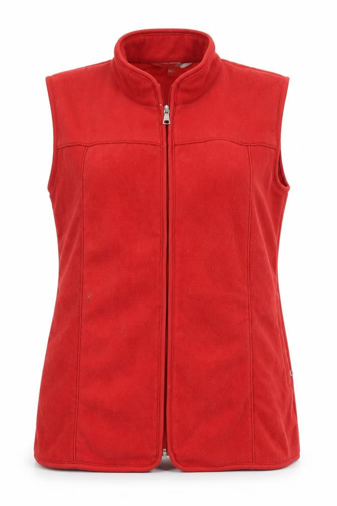 Front view of TIGI Women's Red Fleece Waistcoat Bodywarmer, size 14