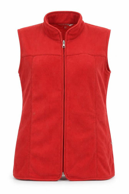Front view of TIGI Women's Red Fleece Waistcoat Bodywarmer, size 14
