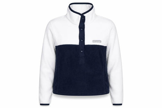 Front view of Columbia Women’s Navy & White Fleece Henley Pullover Sweatshirt S