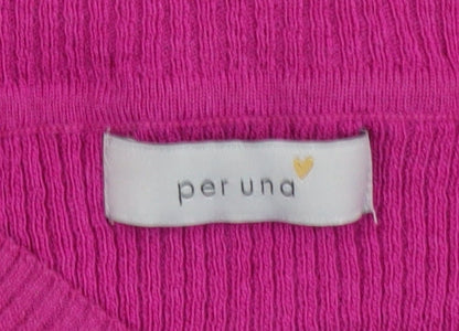Marks and Spencer Women Pink V-Neck Long Sleeve Jumper Size 14