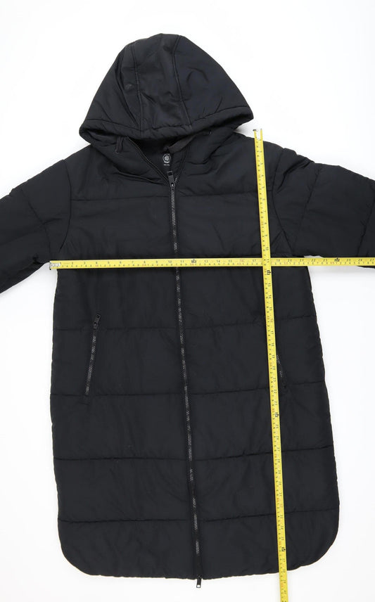Marks and Spencer Women's Black Long Hooded Puffer Coat Size 4
