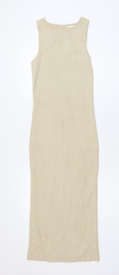 Pretty Lavish Women’s Beige Knit Sleeveless Bodycon Midi Dress S