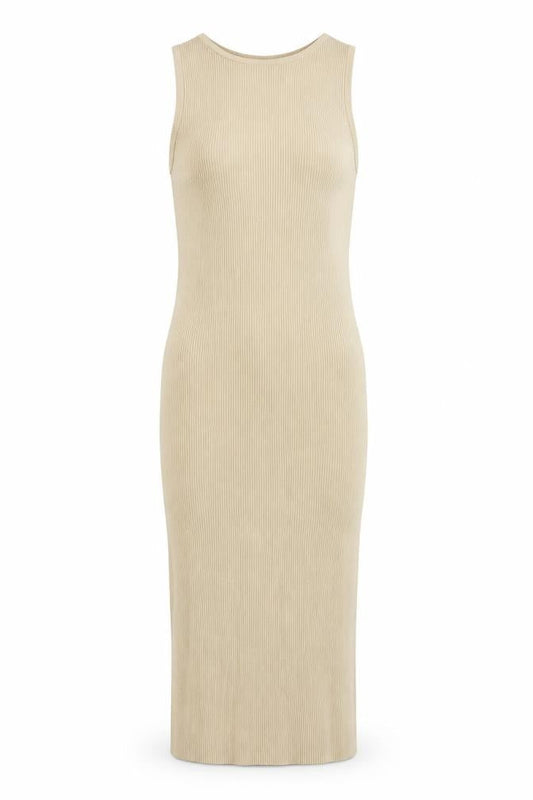 Pretty Lavish Women’s Beige Knit Sleeveless Bodycon Midi Dress S