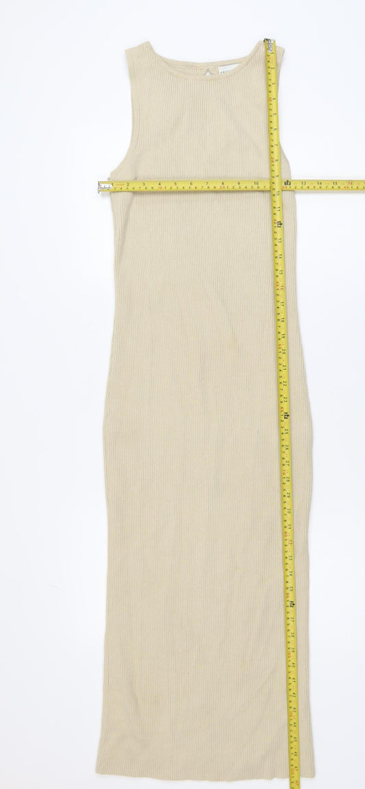 Pretty Lavish Women’s Beige Knit Sleeveless Bodycon Midi Dress S