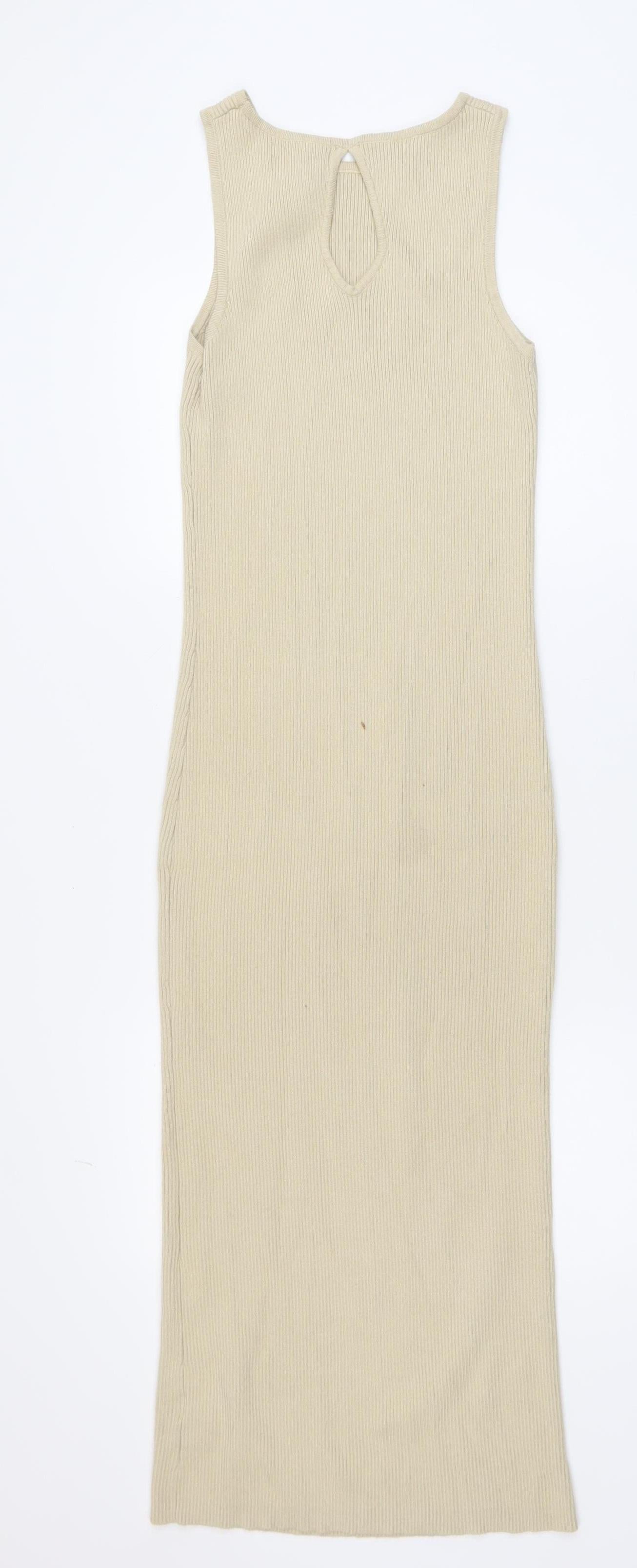 Pretty Lavish Women’s Beige Knit Sleeveless Bodycon Midi Dress S