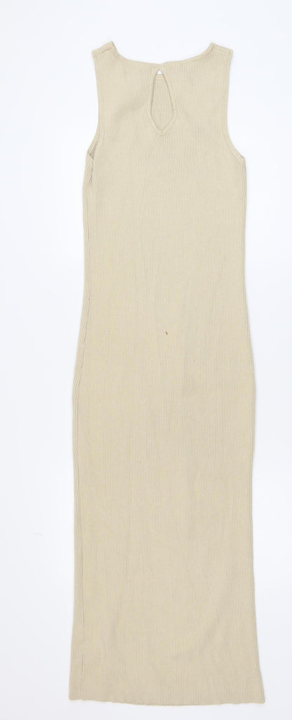 Pretty Lavish Women’s Beige Knit Sleeveless Bodycon Midi Dress S