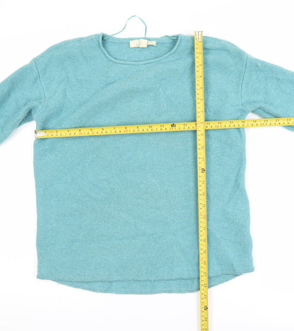 Seasalt Cornwall Women Blue Merino Wool Crew Neck Jumper Size 10