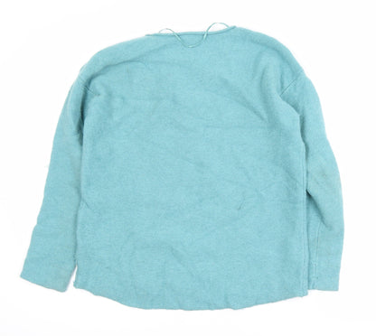 Seasalt Cornwall Women Blue Merino Wool Crew Neck Jumper Size 10