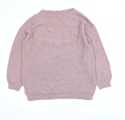 Fat Face Women’s Pink Cotton Wool Crew Neck Jumper Size 8