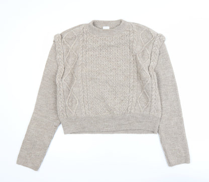 River Island Women Beige Cable-Knit Jumper Size 14