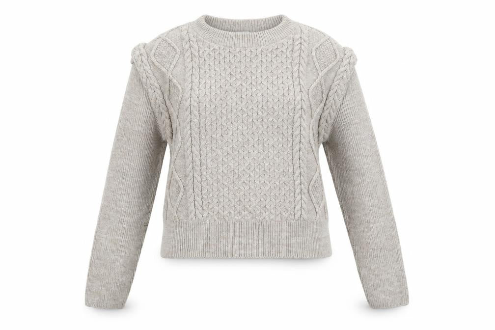 Front view of River Island Women Beige Cable-Knit Jumper, size 14