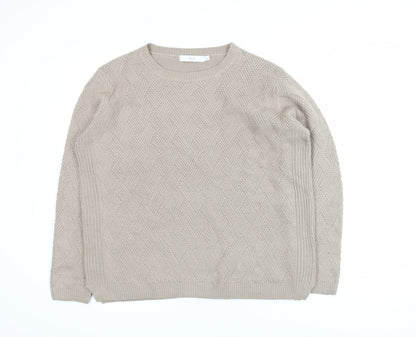 Isle Women's Beige Cable-Knit Acrylic Jumper Size 18-20 L