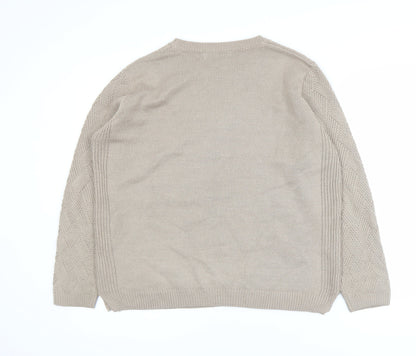 Isle Women's Beige Cable-Knit Acrylic Jumper Size 18-20 L