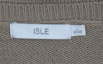 Isle Women's Beige Cable-Knit Acrylic Jumper Size 18-20 L