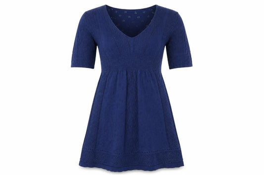 Oasis Women Blue Knit A-Line Knee Length Dress Size 10