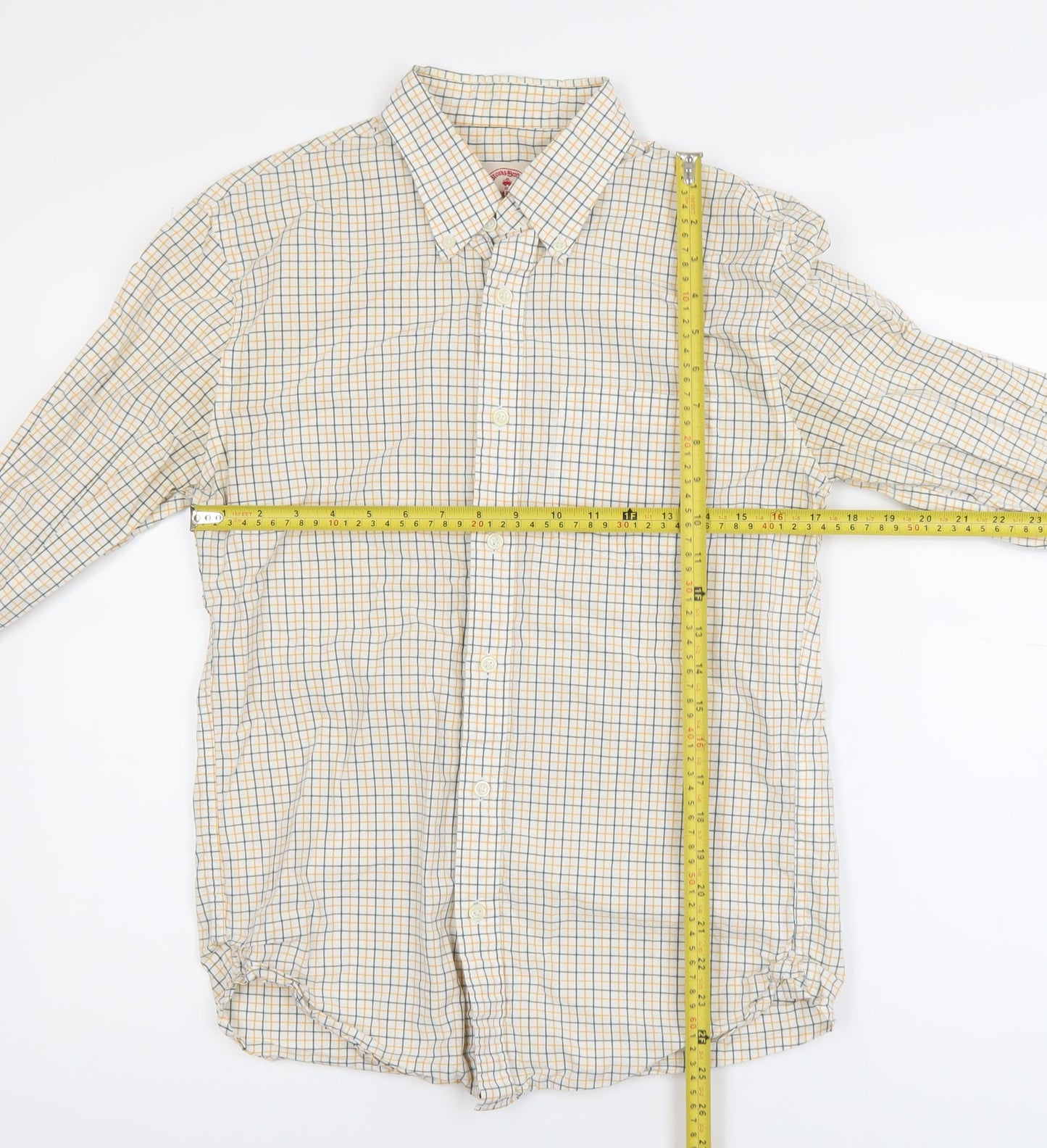 Brooks Brothers Red Fleece Men's Beige Check Cotton Button-Down Shirt S