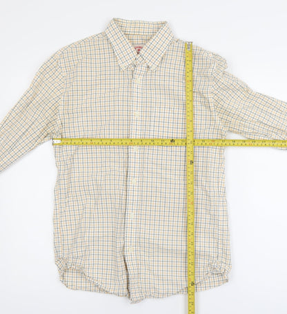 Brooks Brothers Red Fleece Men's Beige Check Cotton Button-Down Shirt S