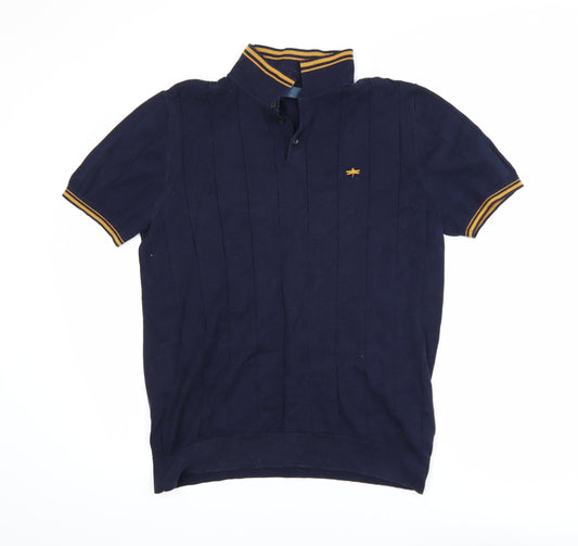 EASY Men's Navy Blue Short Sleeve Polo Shirt Size M Cotton Blend