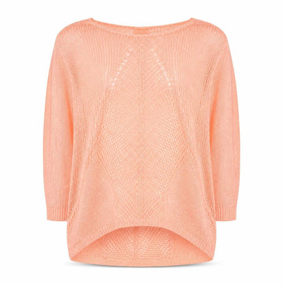 Next Women Coral Open-Knit Acrylic Nylon Pullover Jumper Size 10