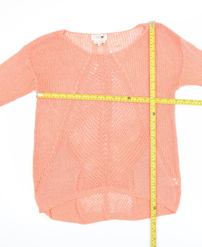 Next Women Coral Open-Knit Acrylic Nylon Pullover Jumper Size 10