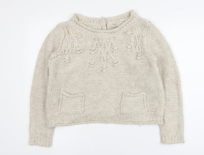Marks and Spencer Women Beige Knit Jumper UK 12 Wool Blend Casual