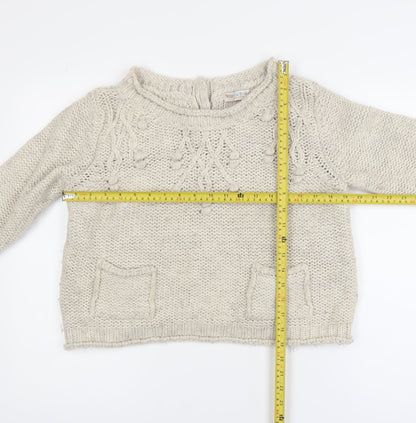 Marks and Spencer Women Beige Knit Jumper UK 12 Wool Blend Casual