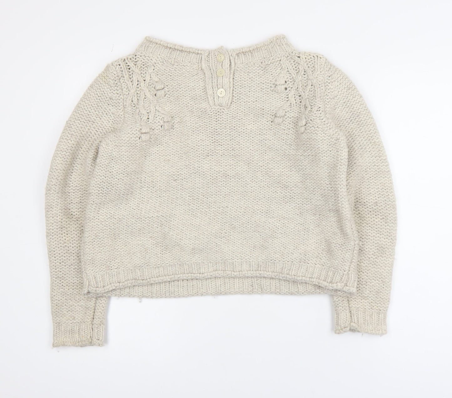 Marks and Spencer Women Beige Knit Jumper UK 12 Wool Blend Casual