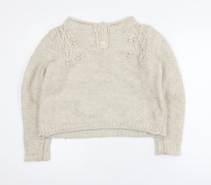 Marks and Spencer Women Beige Knit Jumper UK 12 Wool Blend Casual